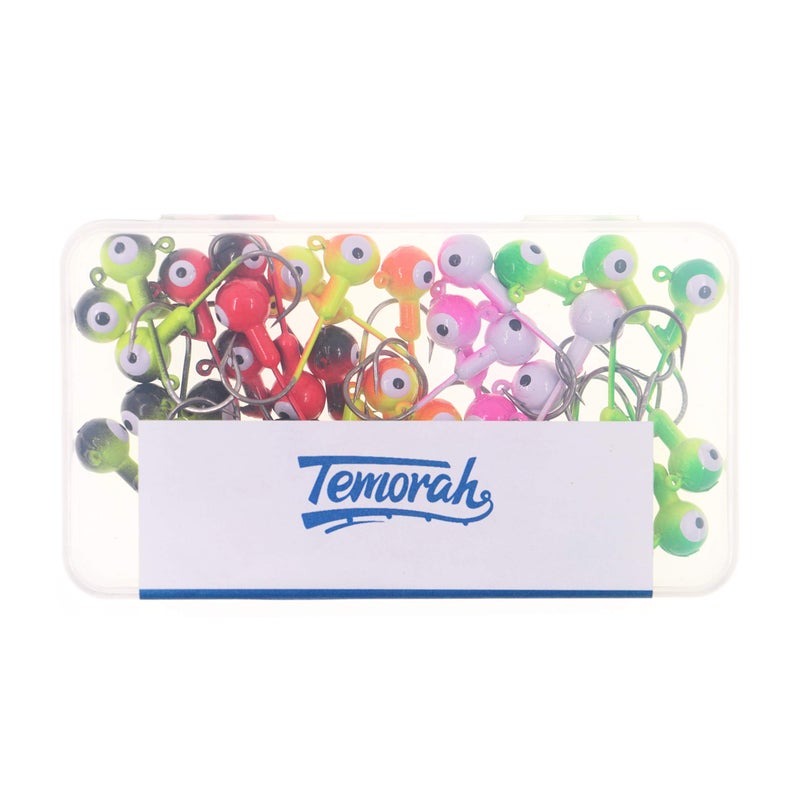 Temorah Fishing Lures Jig Heads,Ball Heads 1/32oz-1/2oz,Sharp Fishing Hooks for Freshwater or Saltwater (Assorted(Two-Tone), 1/8OZ 50PCS) - Image 5